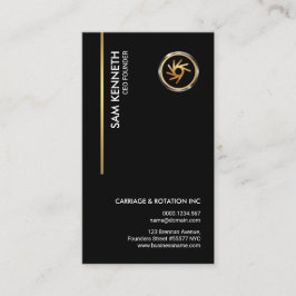 Simple Plain Black Vertical Gold Line Founder CEO Visitekaartje