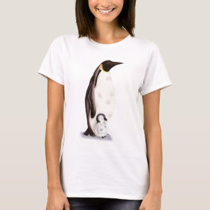 Simple Plain Emperor Penguin en Baby geïllustreerd T-shirt