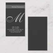 Simple Plain Grey Script Monogram Visitekaartje (Voorkant / Achterkant)