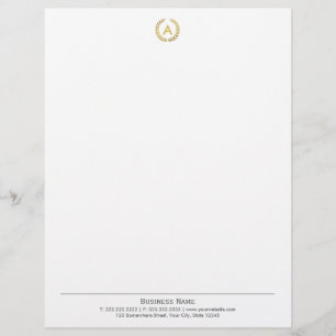 Simple Plain Laurel Wreath Monogram Letterhead Briefhoofd Ontwerp