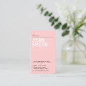 Simple Plain Pink Nanny Visitekaartje (Staand voorkant)