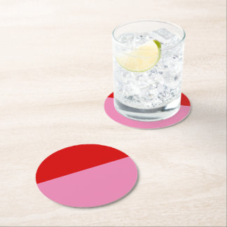 Simple Plain Red and Pink Colorblock Ronde Kartonnen Onderzetter