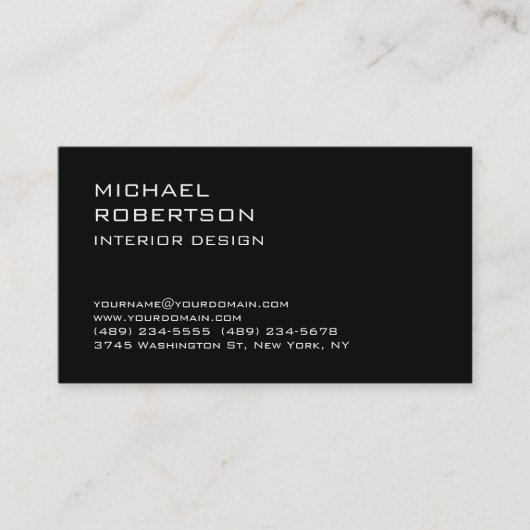 Simple Plain Trendy Black Designer Visitekaartje (Voorkant)