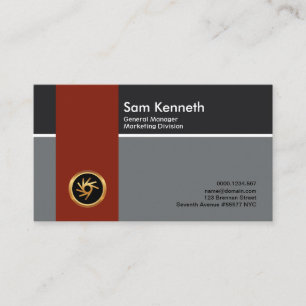 Simple Plain Vertical Red Stripe General Manager Visitekaartje
