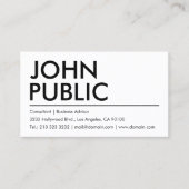 Simple Plain White Bold Name Visitekaartje (Voorkant)