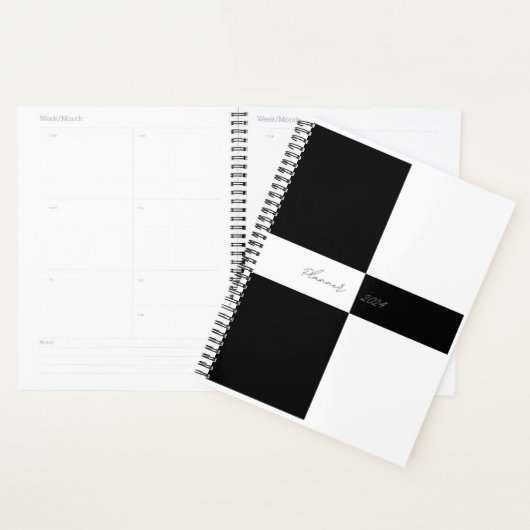 Simple planificateur noir et blanc 2024 (Devant avec enveloppe)