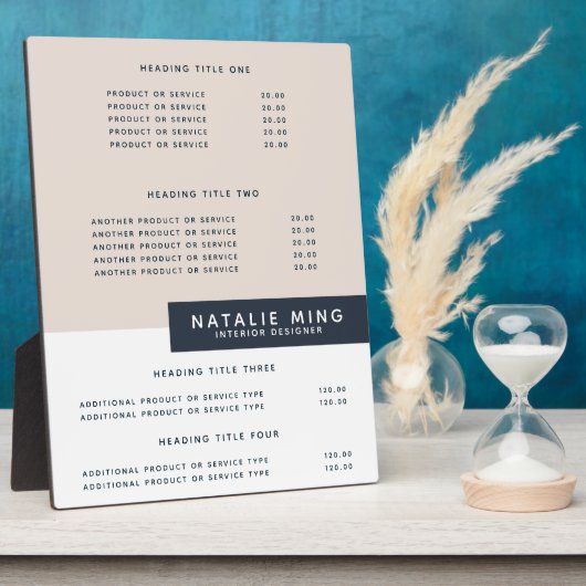 Simple | Plaque d'affichage des prix et des servic (Côté)