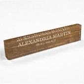 Simple plaque de bois marron de base Nom Fonction 