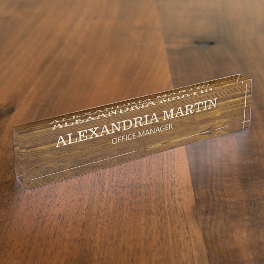 Simple plaque de bois marron de base Nom Fonction (Taille)