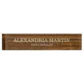 Simple plaque de bois marron de base Nom Fonction (Devant)