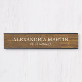 Simple plaque de bois marron de base Nom Fonction (Devant)