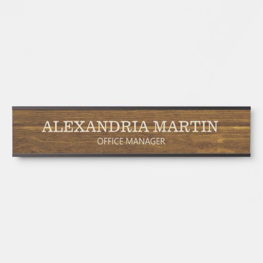 Simple plaque de bois marron de base Nom Fonction (Devant)