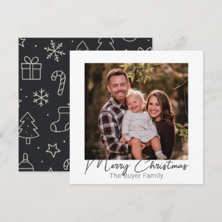 Simple Pleasures One Photo Doodle Christmas Card Feestdagenkaart