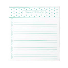 Simple Polka Dot Aqua One Column Checklist Notitieblok