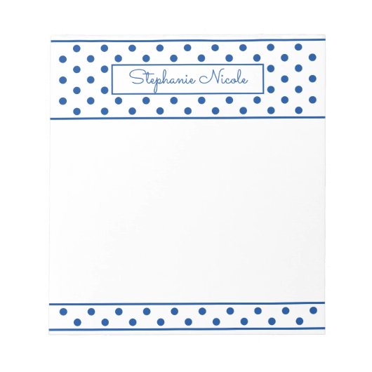 Simple Polka Dot Blue, aangepast Notitieblok (Voorkant)