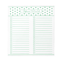 Simple Polka Dot Green Two Column To Do Checklist Notitieblok
