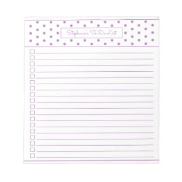 Simple Polka Dot Lavender One Column Checklist Notitieblok