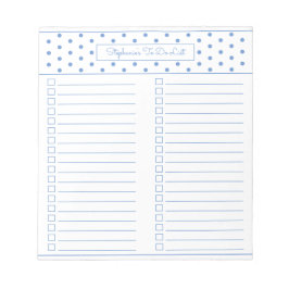 Simple Polka Dot Light Blue Two Column Checklist Notitieblok