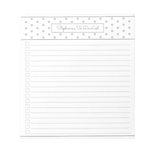 Simple Polka Dot Light Grey One Column Checklist Notitieblok (Voorkant)