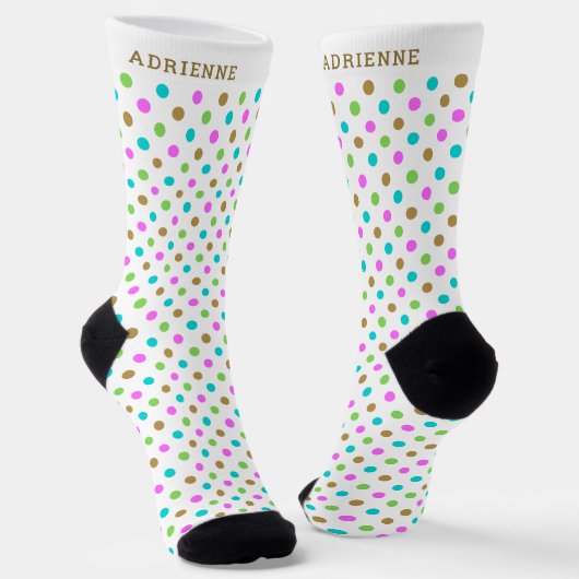 Simple Polka Dots Pattern Personalized White Sokken (Gebogen)