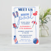 Simple Pool Party 77e anniversaire invitations (Debout devant)