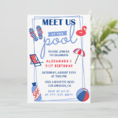 Simple Pool Party 91e anniversaire invitations (Debout devant)