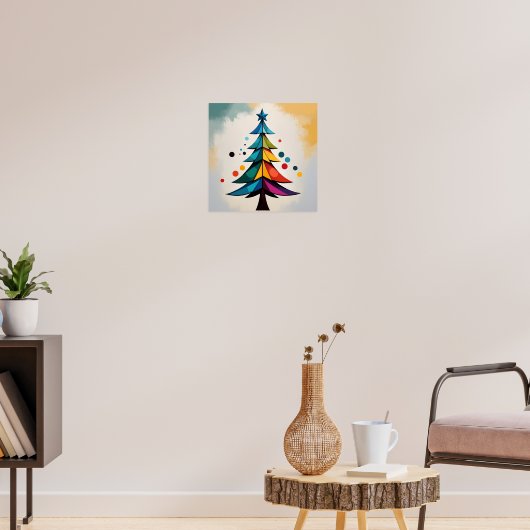 Simple Pop Art Geometric Christmas Tree and Circle Poster (Woonkamer 3)