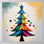 Simple Pop Art Geometric Christmas Tree and Circle Poster (Voorkant)