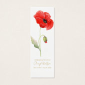 Simple Poppy Funeral Memorial Bookmark (Devant)