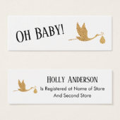 Simple Preppy Gold Stork Insérer une carte d'enreg (Devant & derrière)