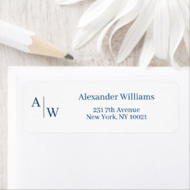 Simple Professional 2 Monogram Name Navy Blue Etiket