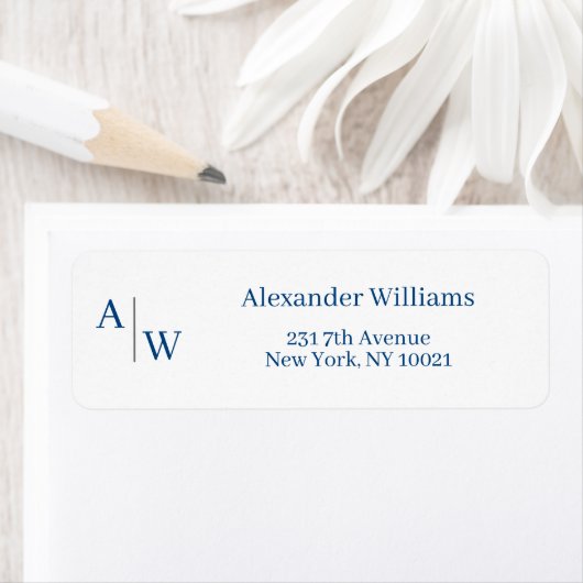 Simple Professional 2 Monogram Name Navy Blue Etiket (Insitu)