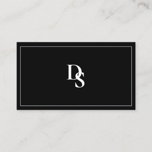 Simple Professional Black White Initials QR Code Visitekaartje (Voorkant)