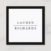 Simple Professional Luxe Zwart-wit Vierkante Visitekaartje (Voorkant)