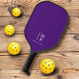 Simple Professional Paars Monogram Initiaal Name Pickleball Paddle
