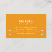 Simple professionnel noir carte de visite orange (Dos)