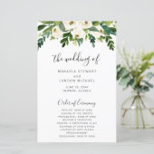 Simple Programme de Mariage Élégant à Fleurs Blanc (Debout devant)