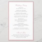Simple Programme de Mariage Élégant et Rose Poussi (Dos)
