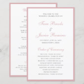 Simple Programme de Mariage Élégant et Rose Poussi (Devant / Derrière)