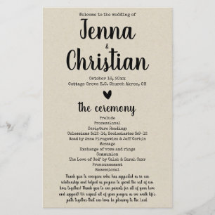 Simple programme de mariage rustique