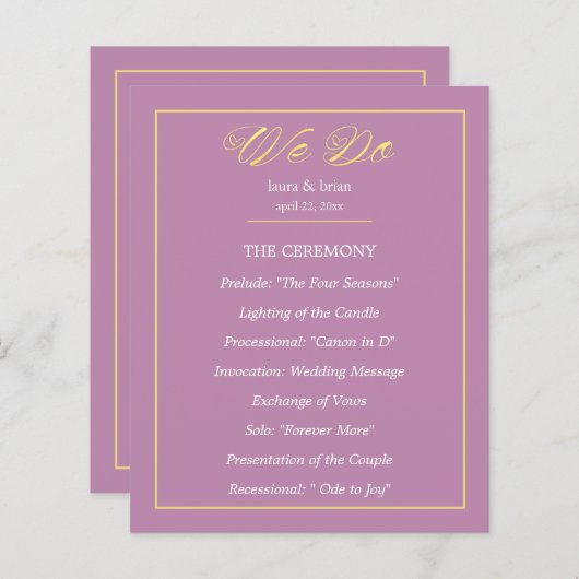 Simple programme de mariage WE DO (Devant / Derrière)