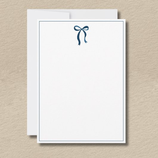 Simple Prussian Blue Bow Thin Border No text Notitiekaartje