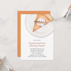 Simple Pumpkin Pie Friendsgiving Dinner Invitation Kaart