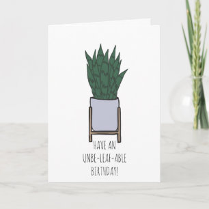 Simple Punny Snake Plante Carte de voeux Anniversa