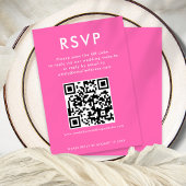 Simple QR Code Hot rose blanc mariage carte RSVP