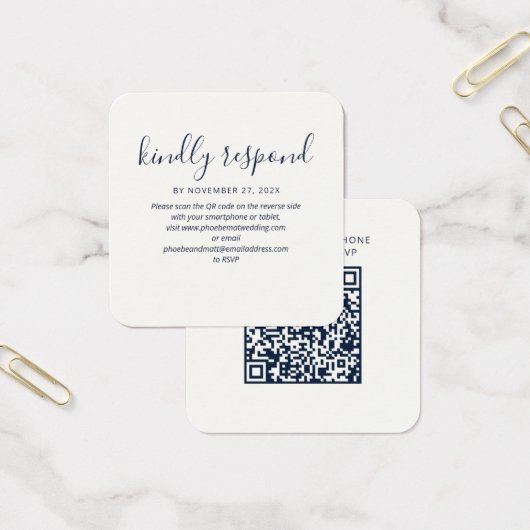 Simple QR Code Wedding Website RSVP Enclosure Card (Bureau)