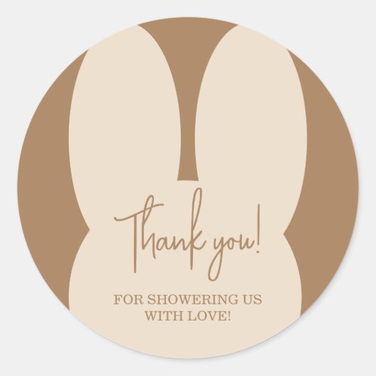 Simple Rabbit baby shower bedankt Ronde Sticker (Voorkant)