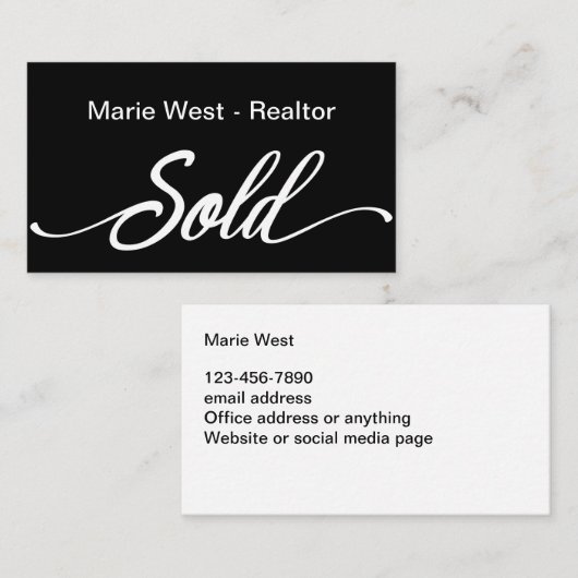 Simple Realtor Vendu Thème Cartes de visite (Devant / Derrière)