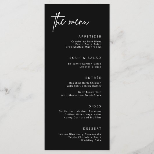 Simple réception de mariage Menu du dîner formel (Devant)