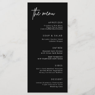 Simple réception de mariage Menu du dîner formel